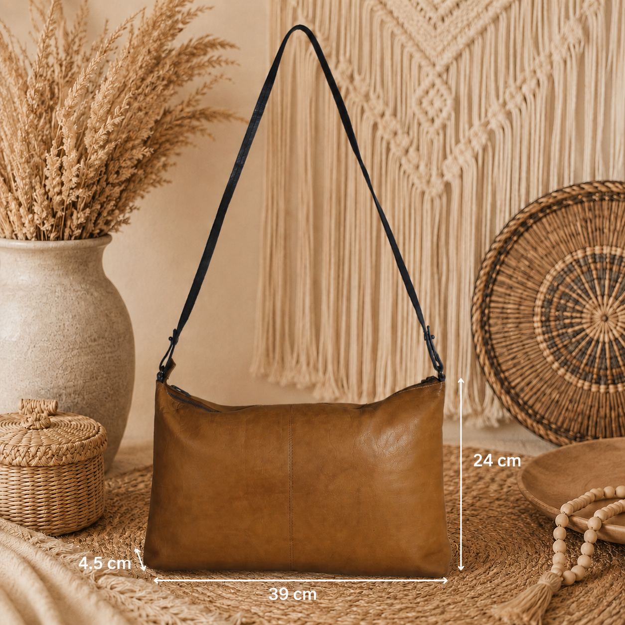 Women’s Tan Leather Crossbody Bag