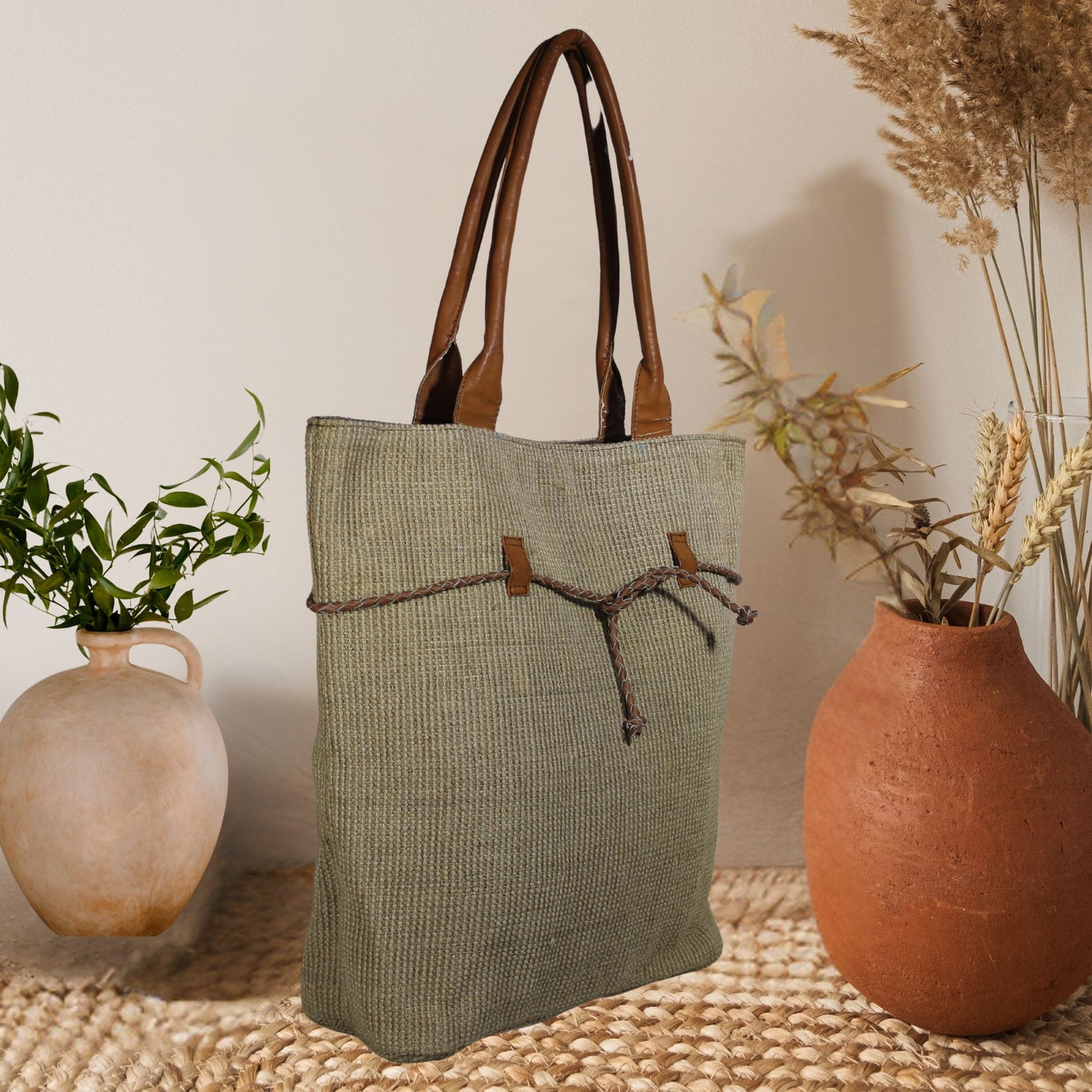 Woven Jute Drawstring Bag
