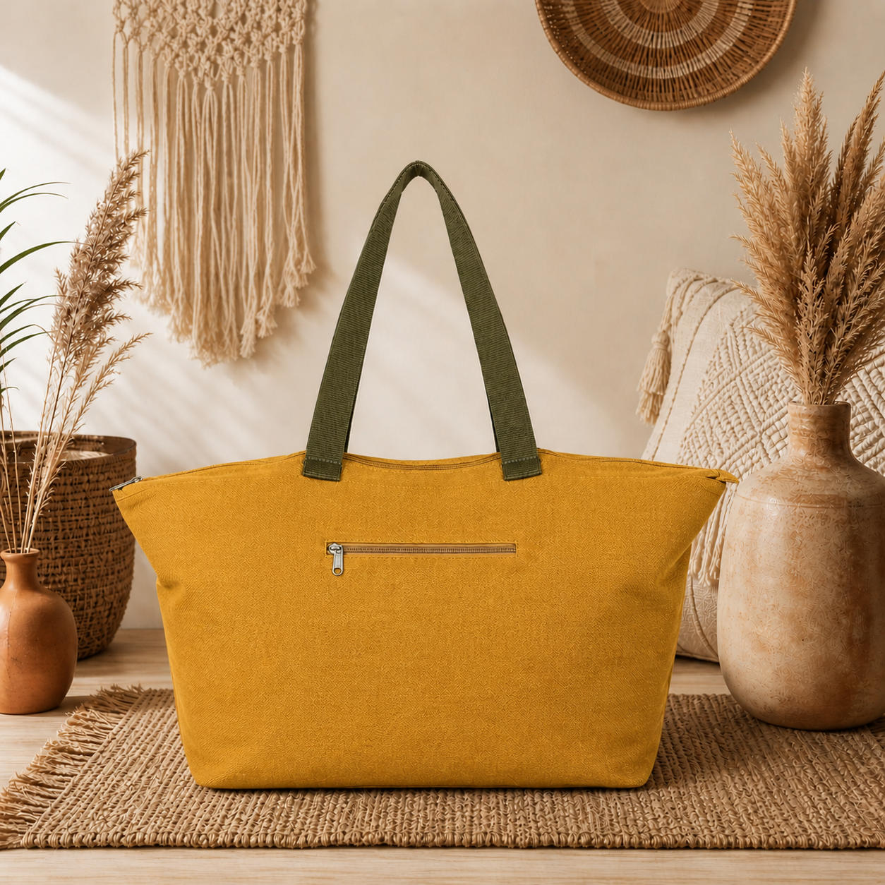Large Linen Shoulder Tote Bag