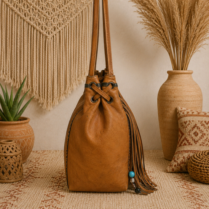 Boho Chic Fringes Leather Bag for Women