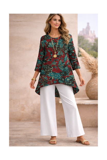 🌸 Stylish Spandex Floral Top & Pant Set