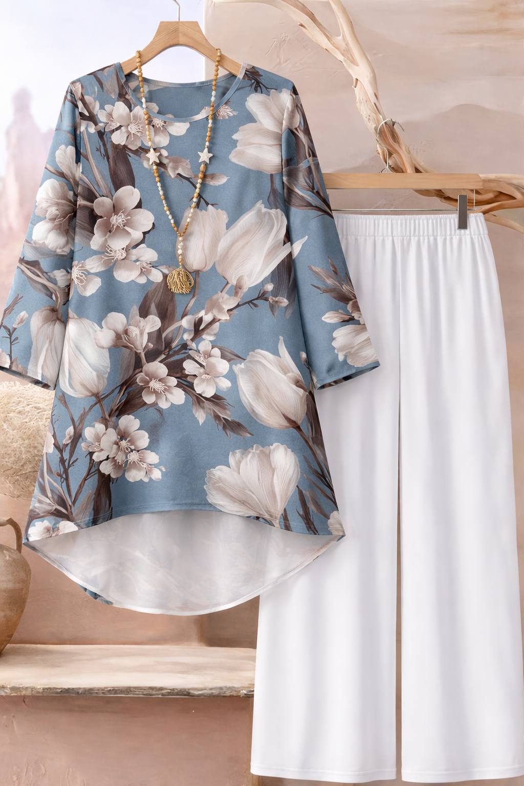 🌸 Stylish Spandex Floral Top & Pant Set