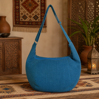Large  Linen Shoulder Hobo Bag