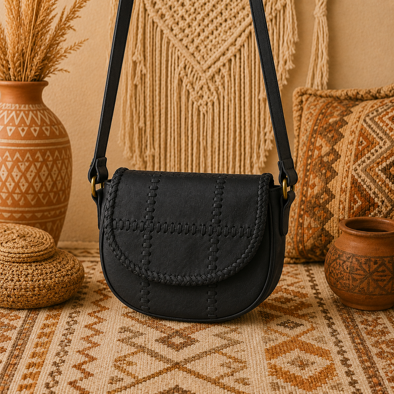 Saddle Crossbody Leather Bag