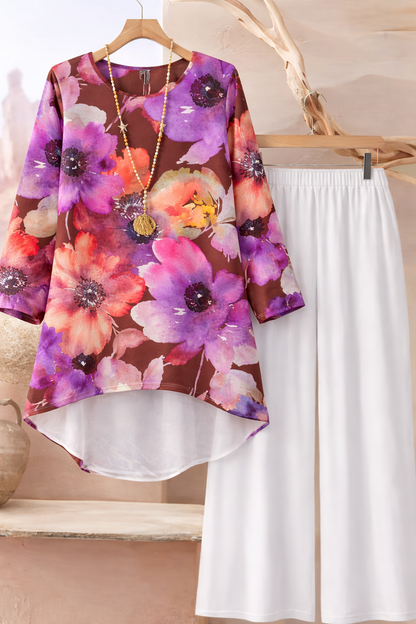 🌸 Stylish Spandex Floral Top & Pant Set