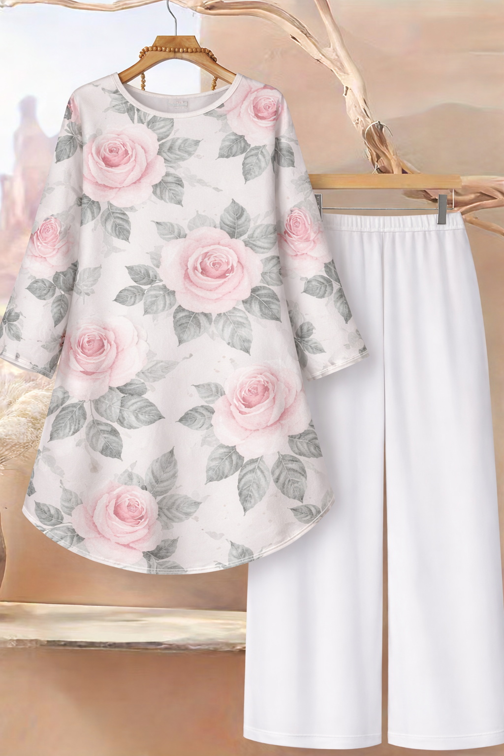 🌸 Stylish Spandex Floral Top & Pant Set