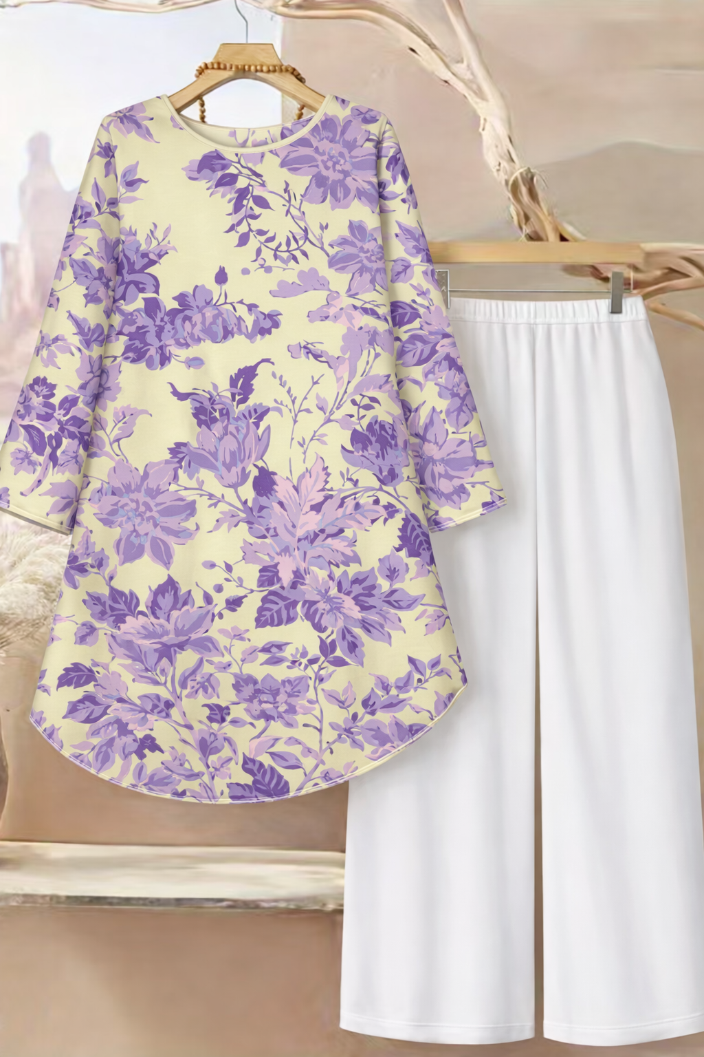 🌸 Stylish Spandex Floral Top & Pant Set
