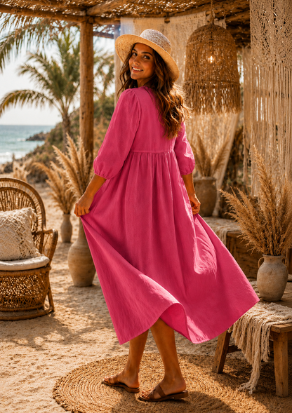 Linen Coastal Breeze Maxi Dress