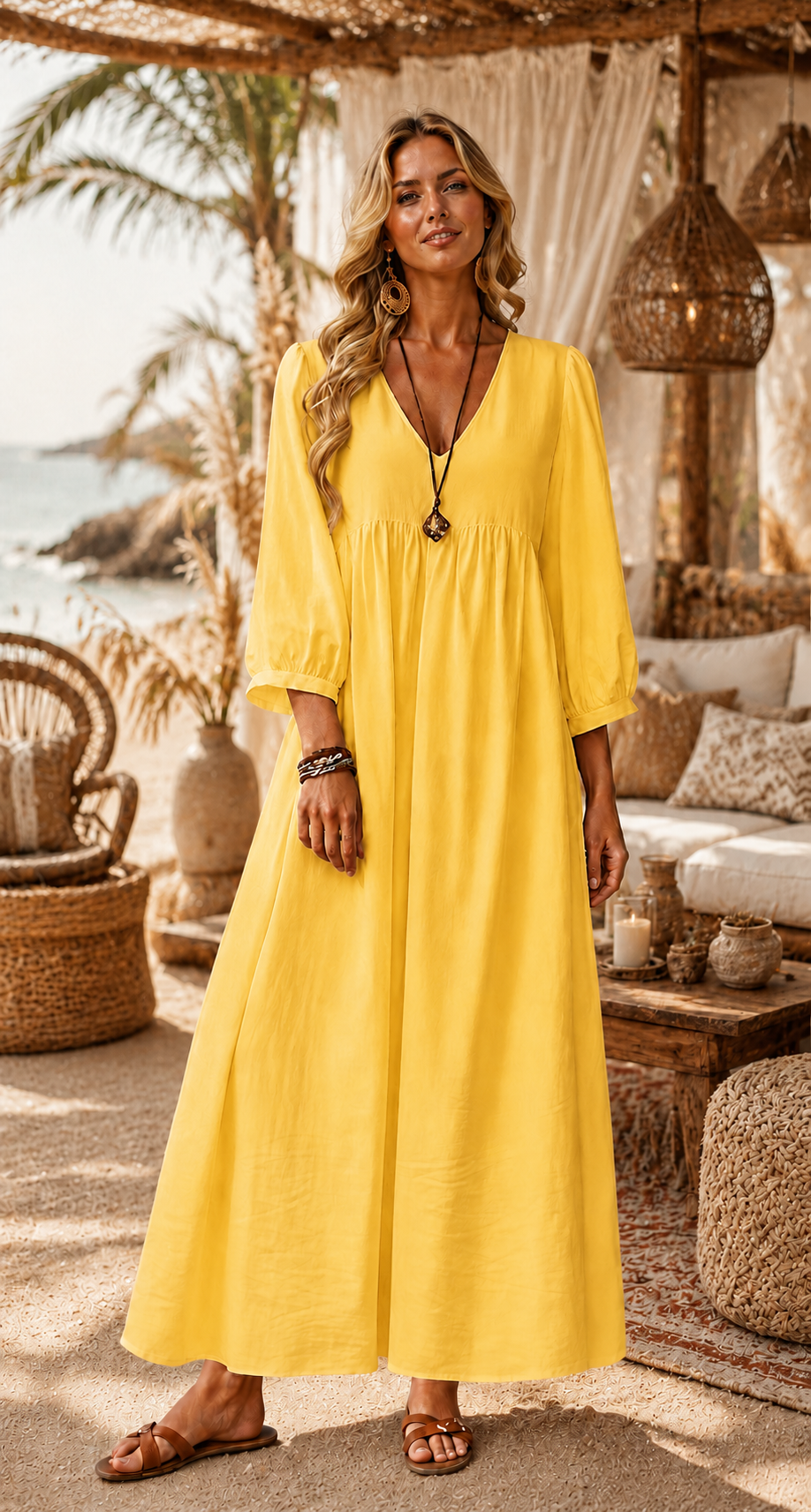 Linen Coastal Breeze Maxi Dress