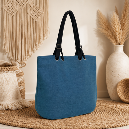 Large Linen Shoulder Tote Bag