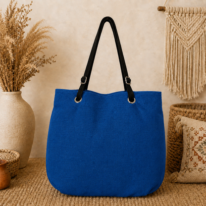 Large Linen Shoulder Tote Bag