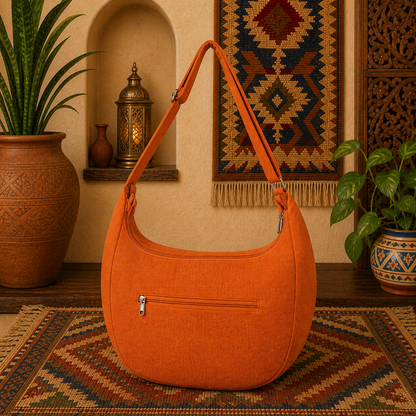 Large  Linen Shoulder Hobo Bag