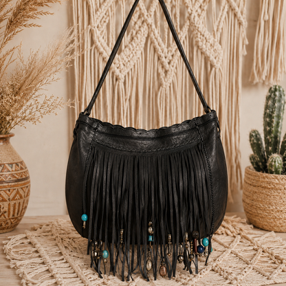 Boho Chic Fringes Leather Bag for Women