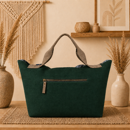 Large Linen Shoulder Tote Bag