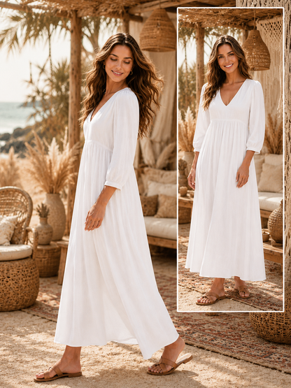 Linen Coastal Breeze Maxi Dress