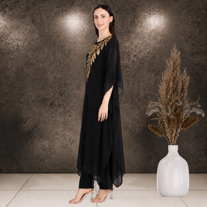 Women's Sequin Motif Embellished Georgette Kaftan Set