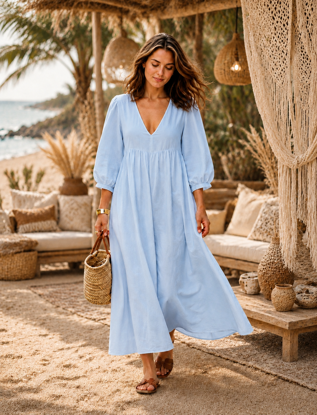 Linen Coastal Breeze Maxi Dress