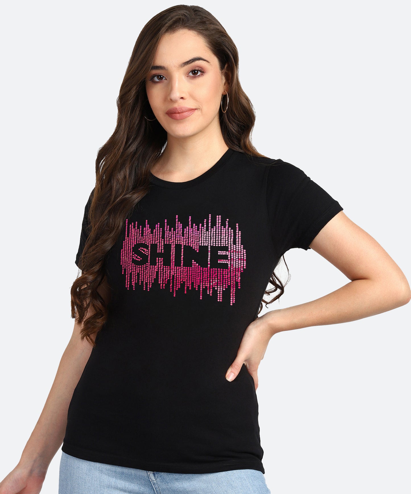 Women Sequins Motifs Embellished Cotton T-shirt
