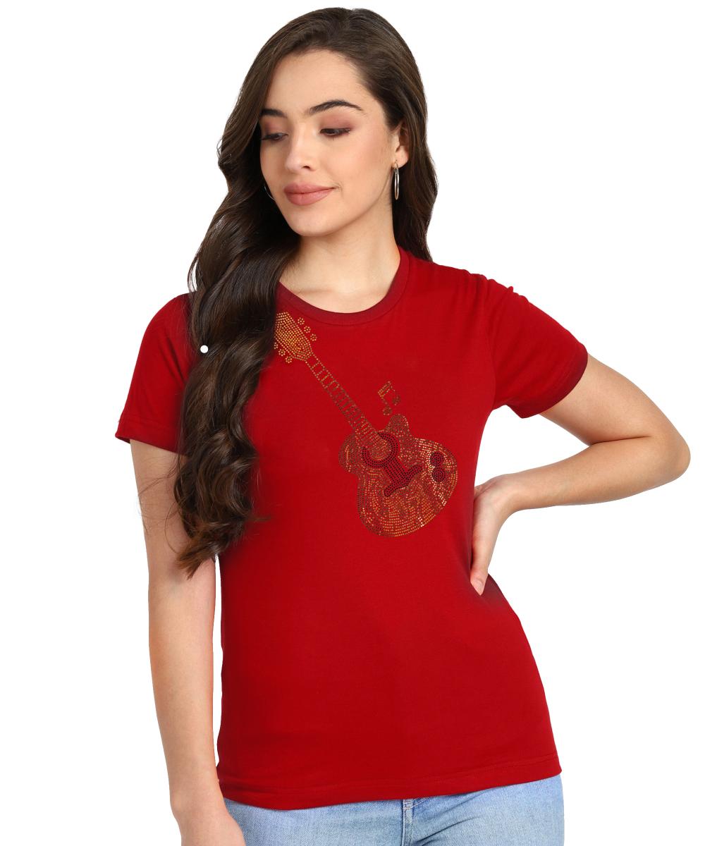 Women Sequins Motifs Embellished Cotton T-shirt