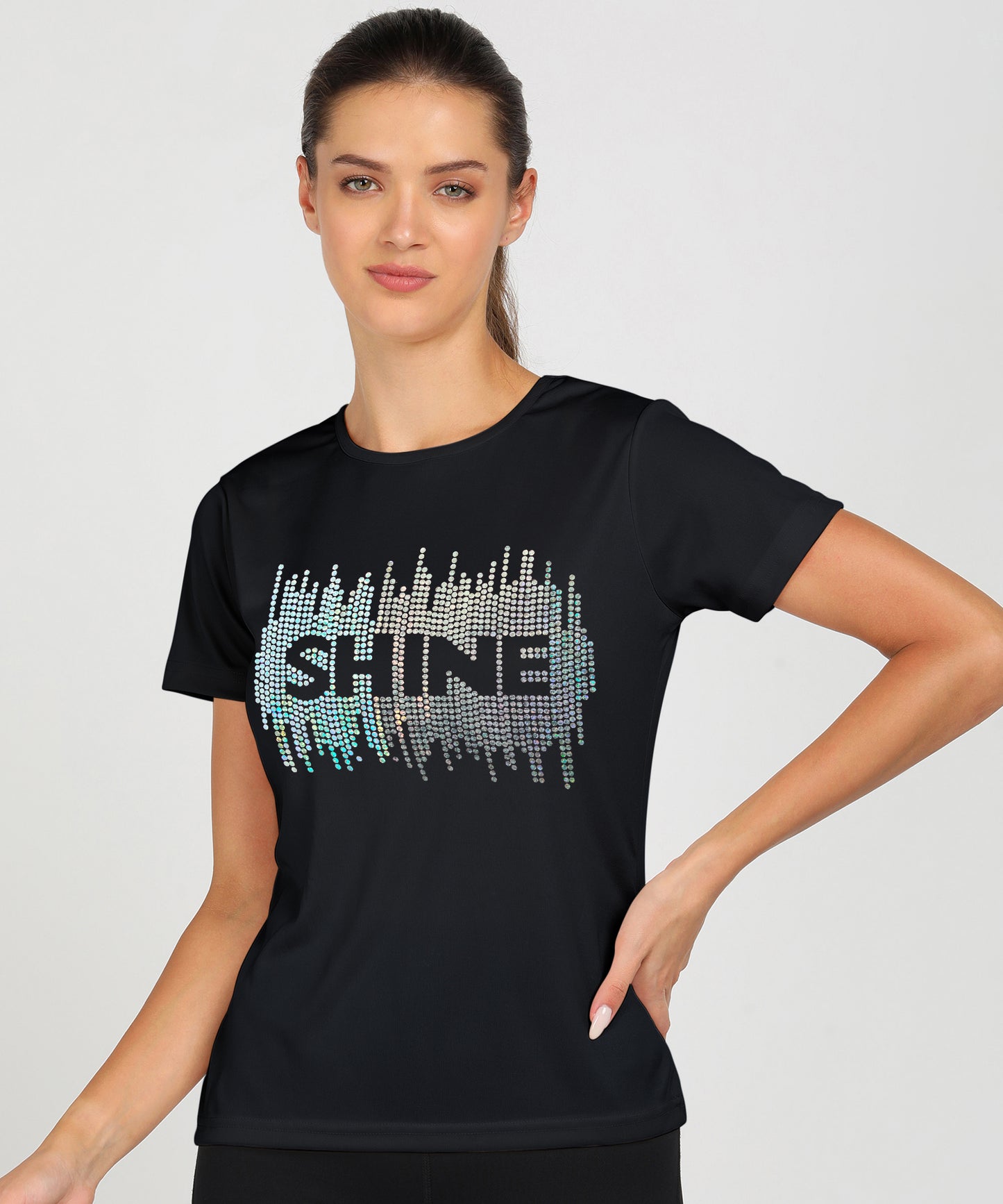 Women Sequins Motifs Embellished Cotton T-shirt