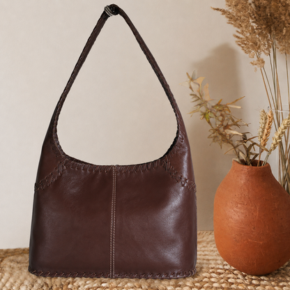 Cognac Women’s Leather Hobo Handbag