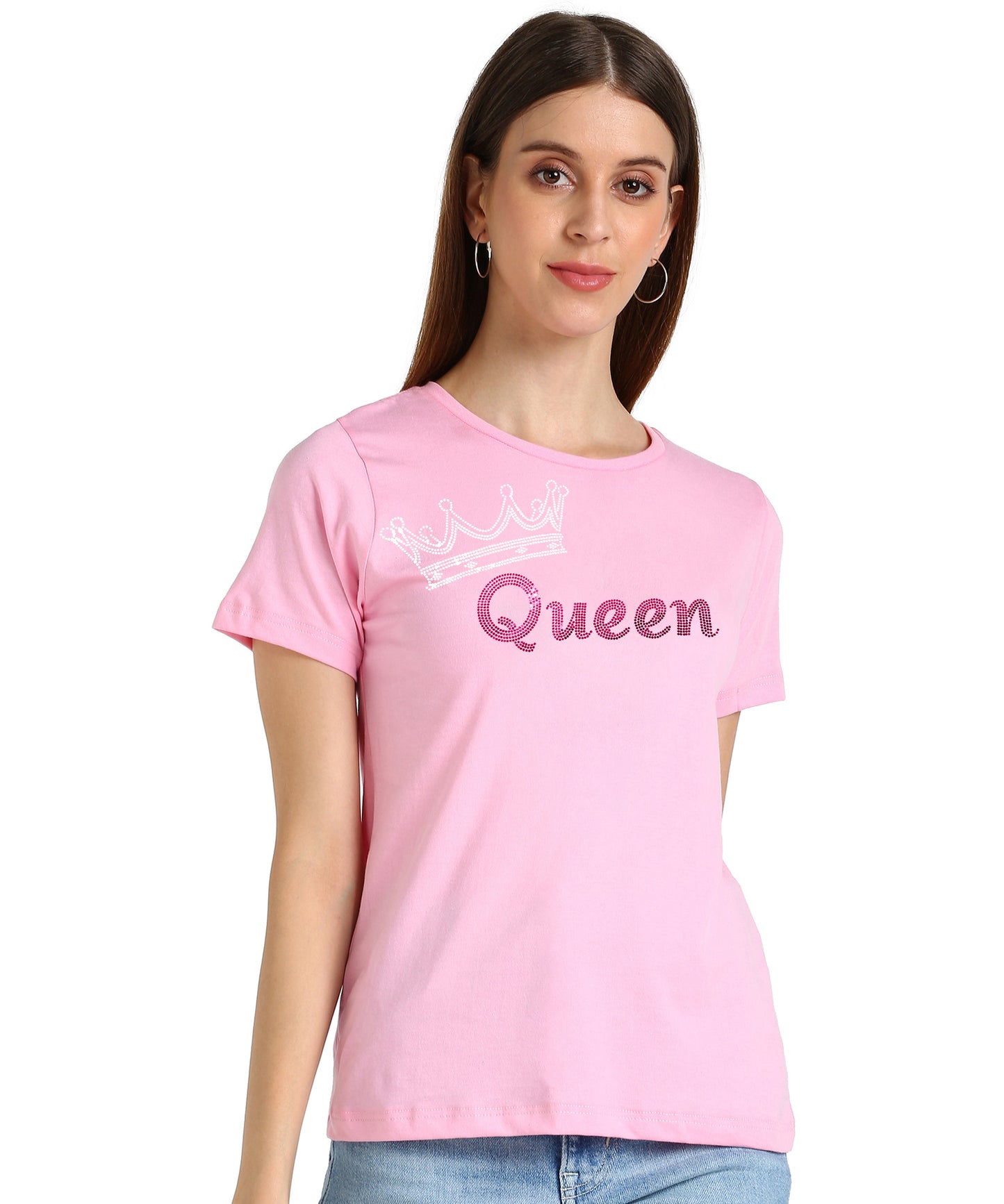 Women Sequins Motifs Embellished Cotton T-shirt