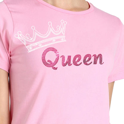Women Sequins Motifs Embellished Cotton T-shirt