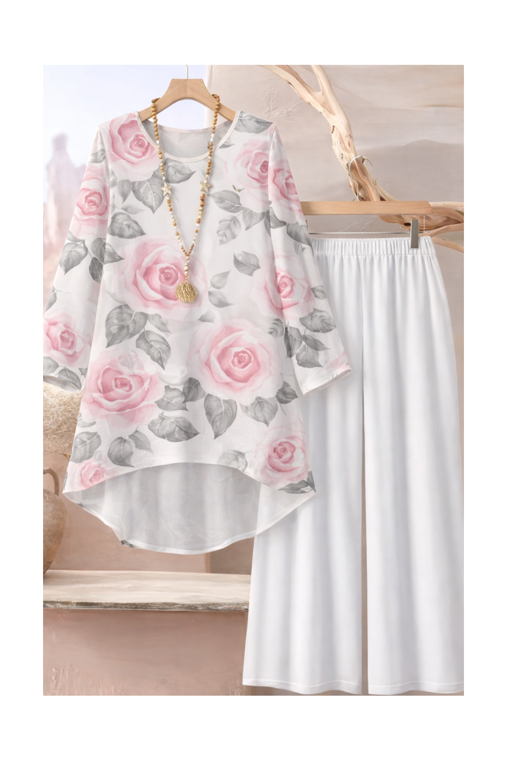 🌸 Stylish Spandex Floral Top & Pant Set