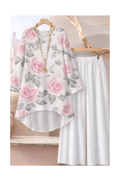 🌸 Stylish Spandex Floral Top & Pant Set