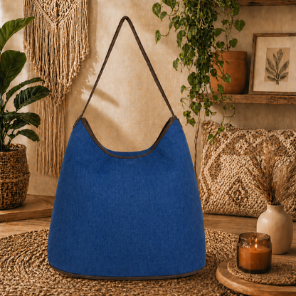 Large Hobo Bag with Suede Leather Strap