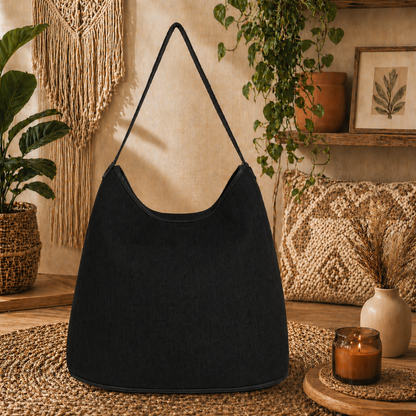 Large Hobo Bag with Suede Leather Strap