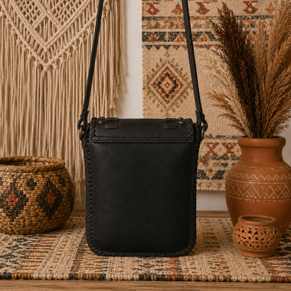 Crossbody Leather Bag with Small Studs