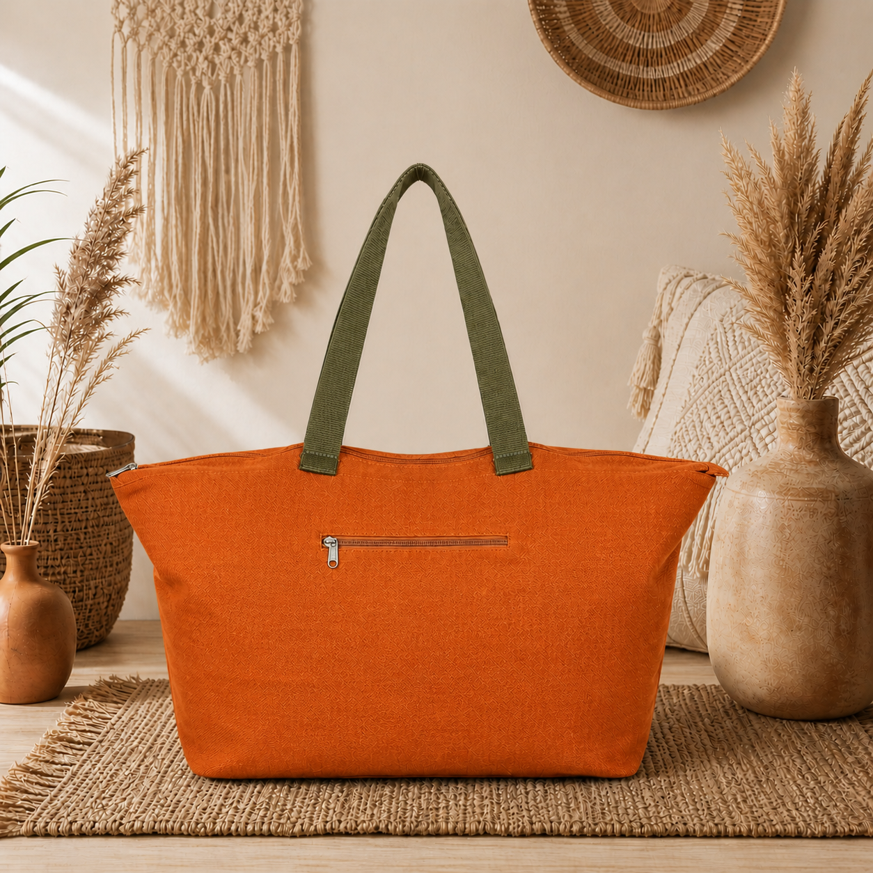 Large Linen Shoulder Tote Bag