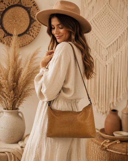 Women’s Tan Leather Crossbody Bag
