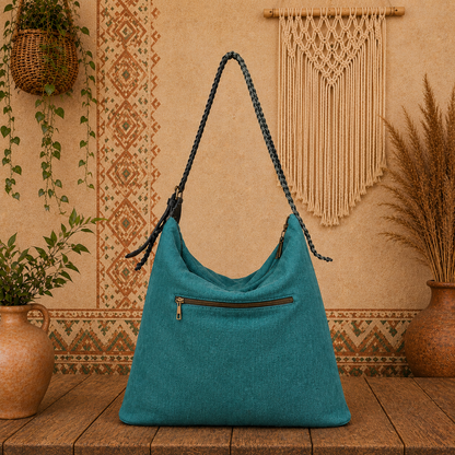 Large Linen Tote Shoulder Bag