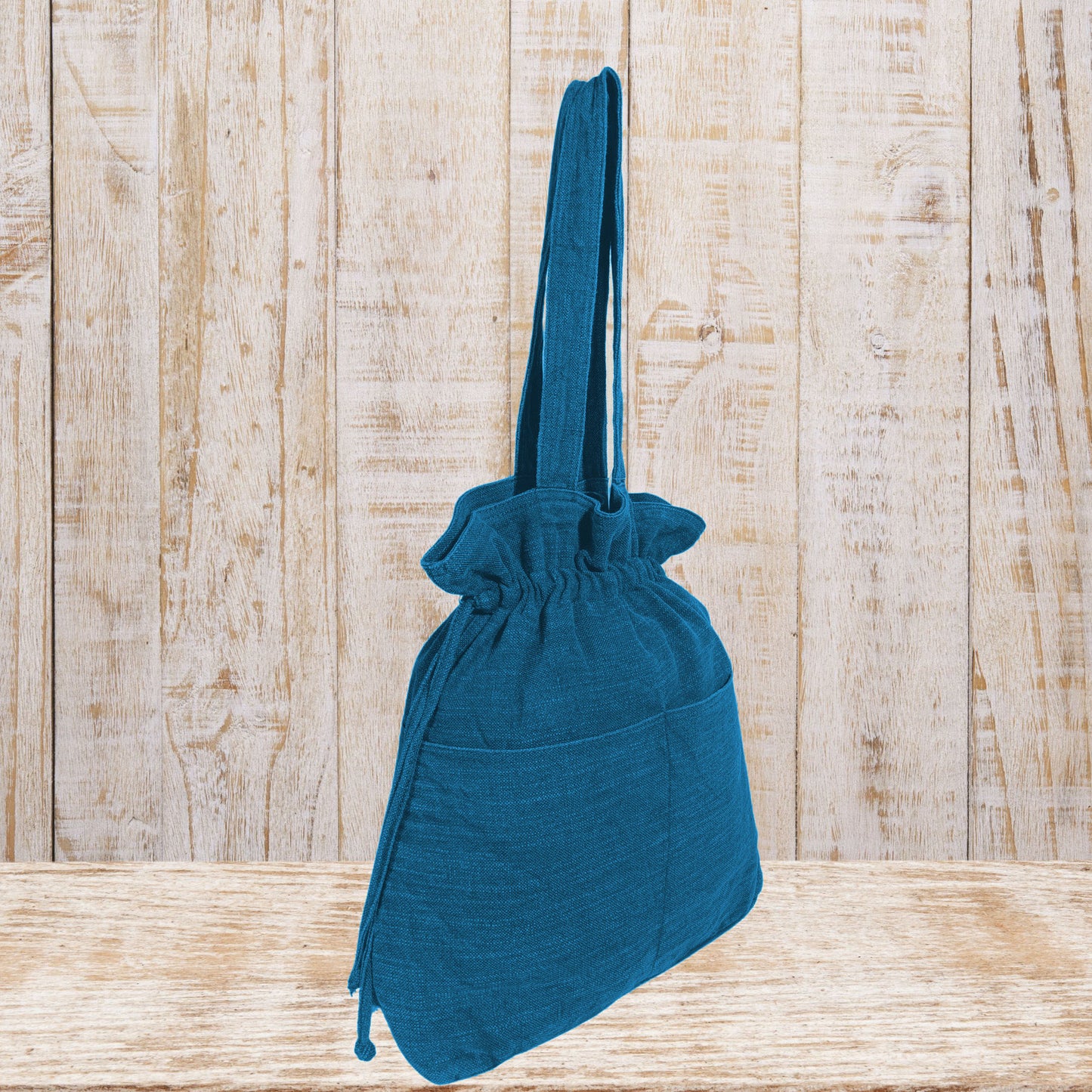 Stylish Linen Drawstring Tote Bag