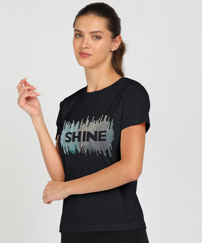 Women Sequins Motifs Embellished Cotton T-shirt
