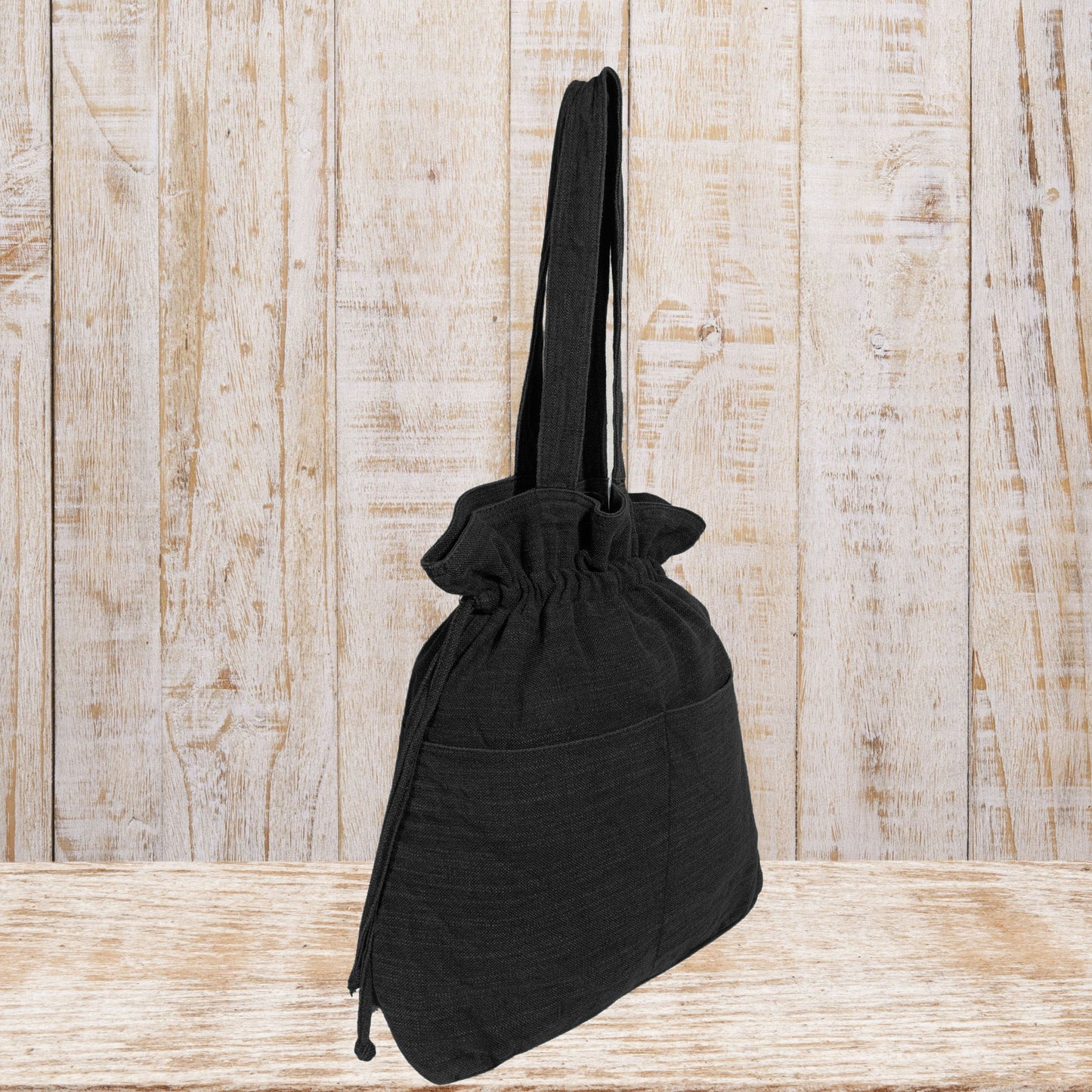 Stylish Linen Drawstring Tote Bag