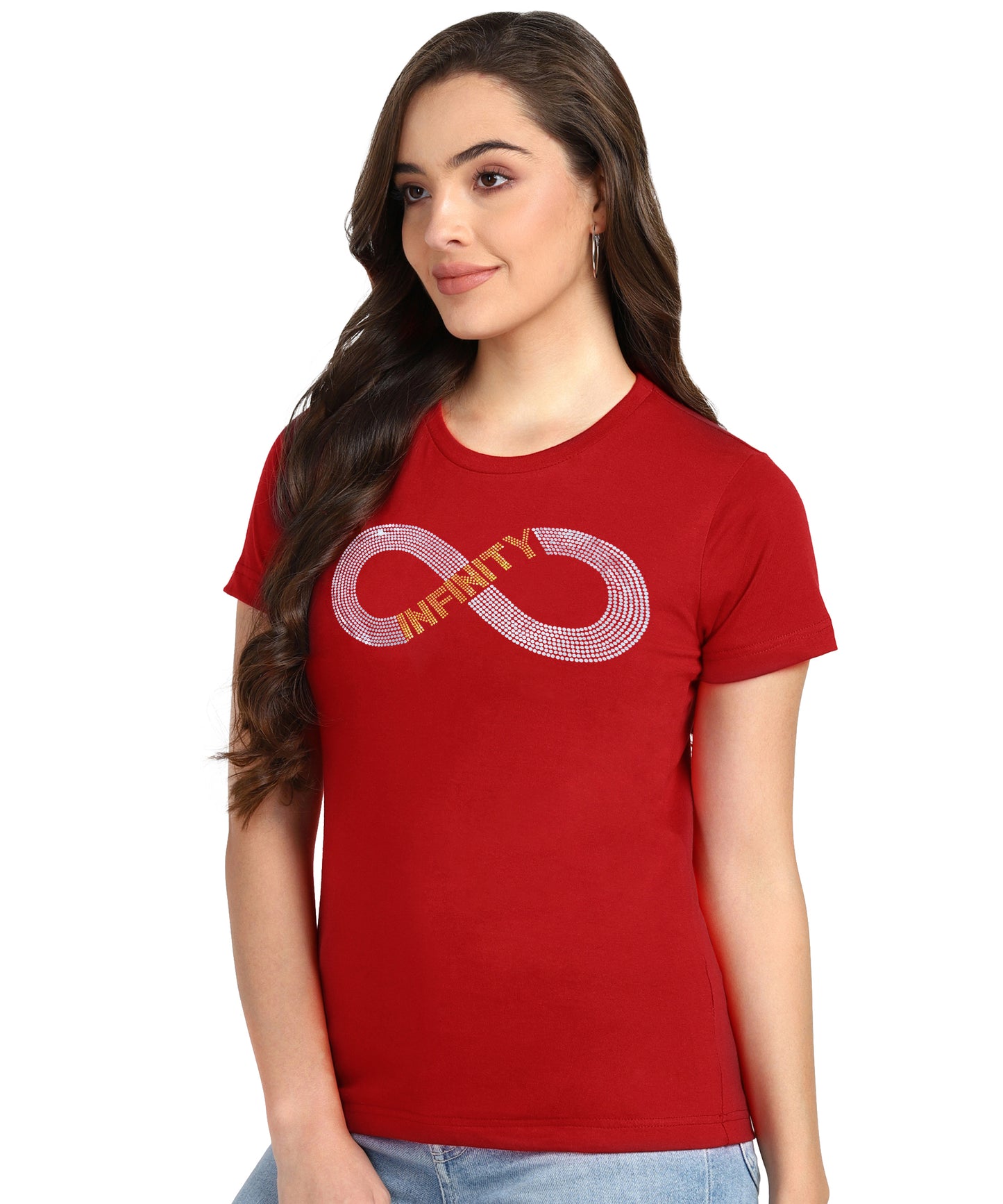 Women Sequins Motifs Embellished Cotton T-shirt
