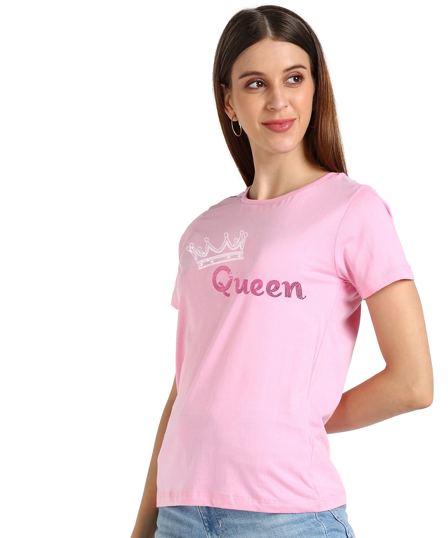 Women Sequins Motifs Embellished Cotton T-shirt