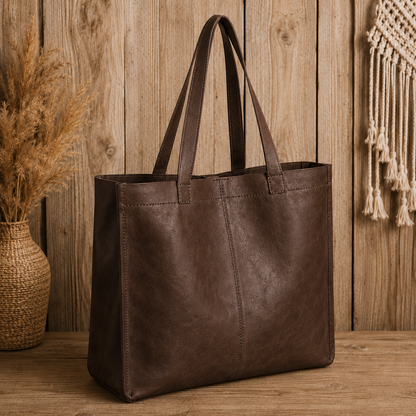 Leather Tote Bag – Minimalist Everyday Carryall for Work & Travel