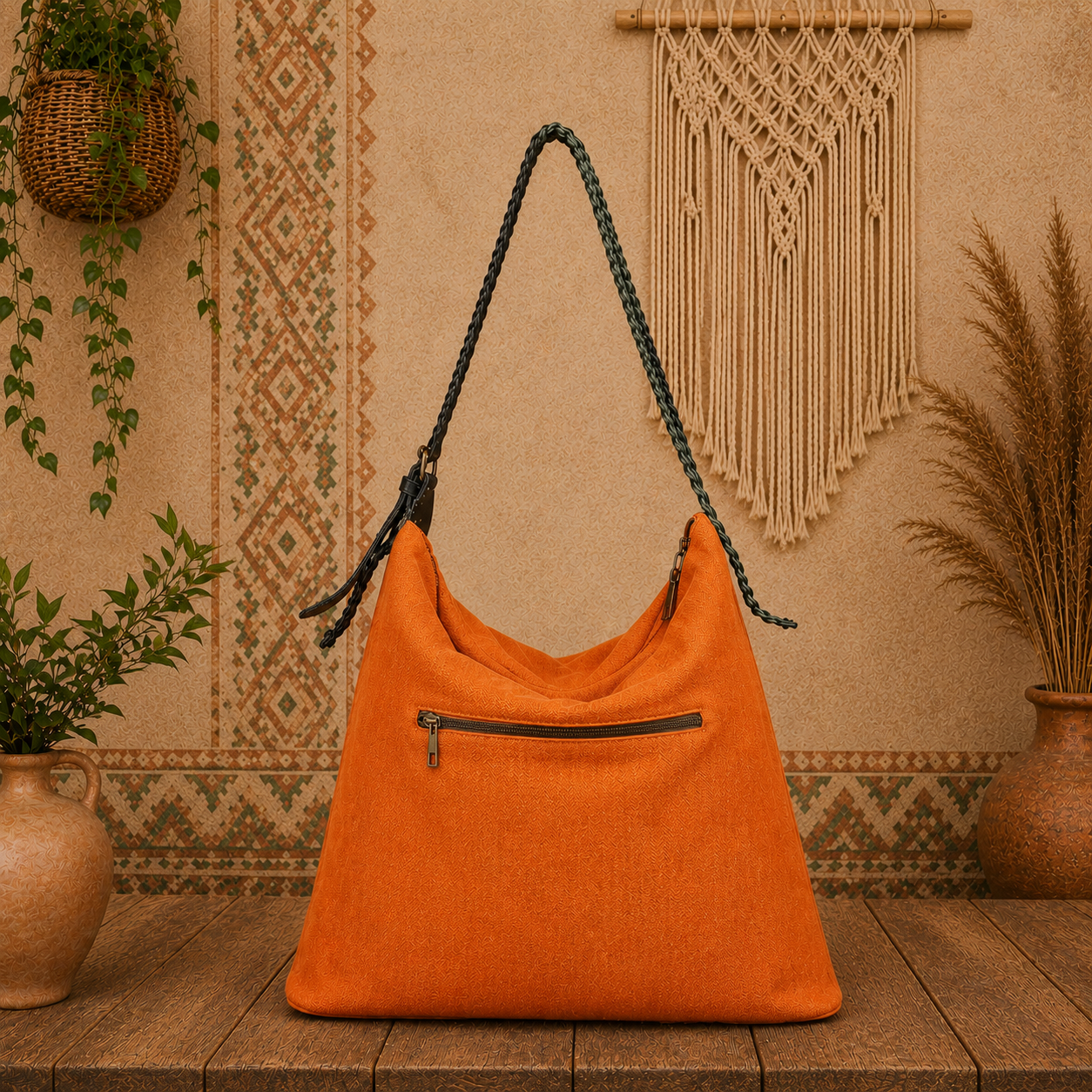 Large Linen Tote Shoulder Bag