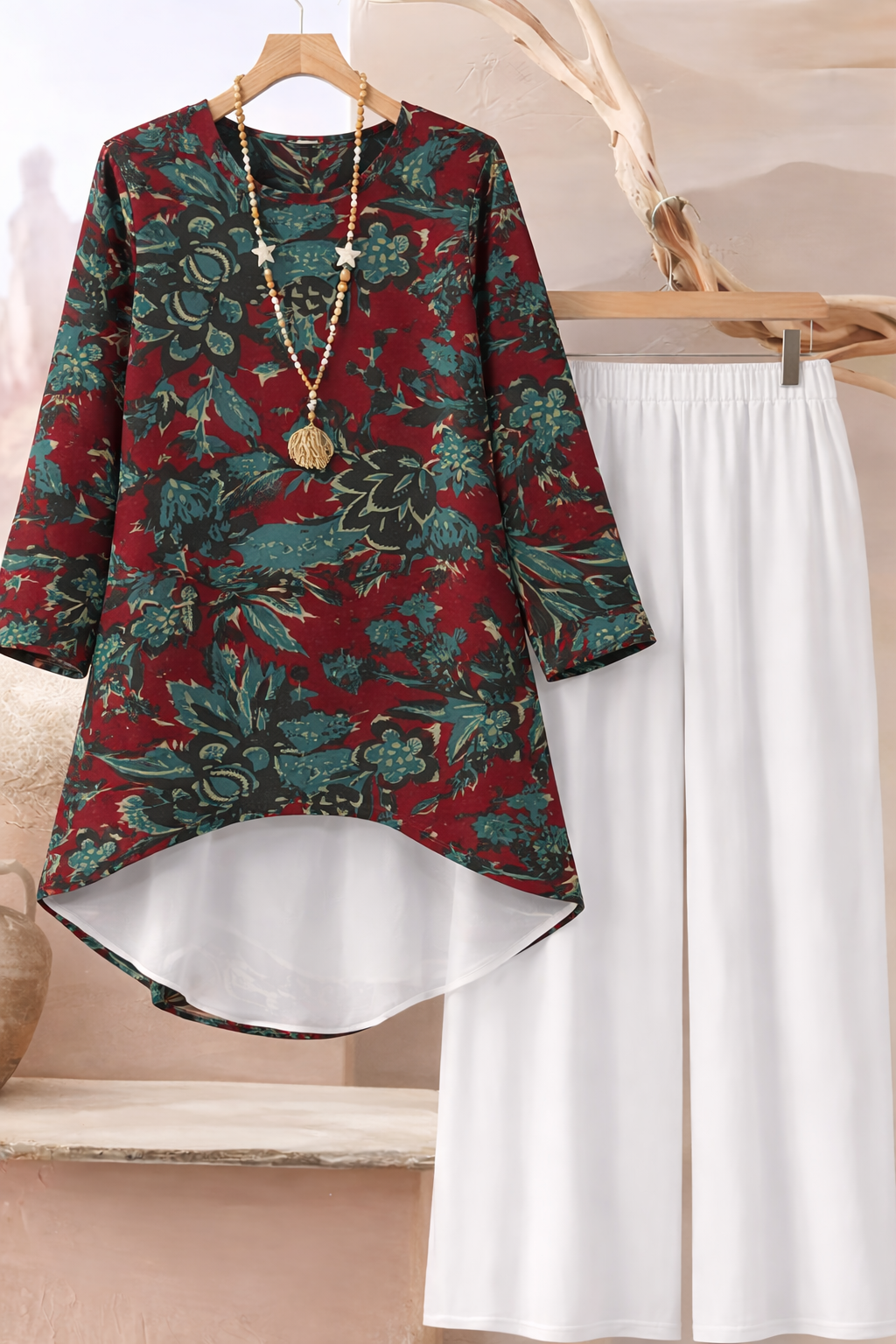🌸 Stylish Spandex Floral Top & Pant Set