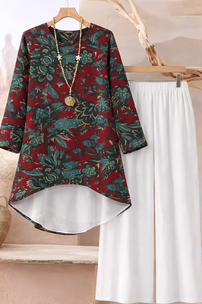 🌸 Stylish Spandex Floral Top & Pant Set