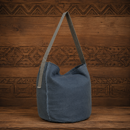 Large Linen Hobo Shoulder Bag