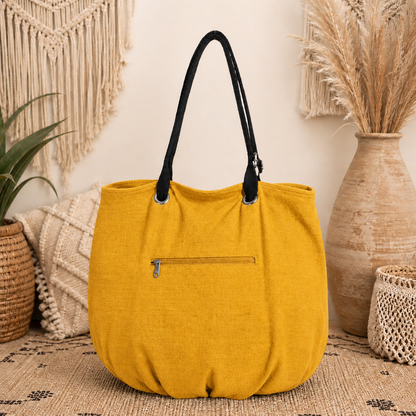 Large Linen Shoulder Tote Bag
