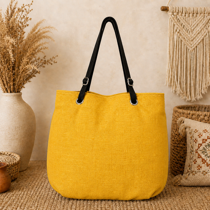 Large Linen Shoulder Tote Bag