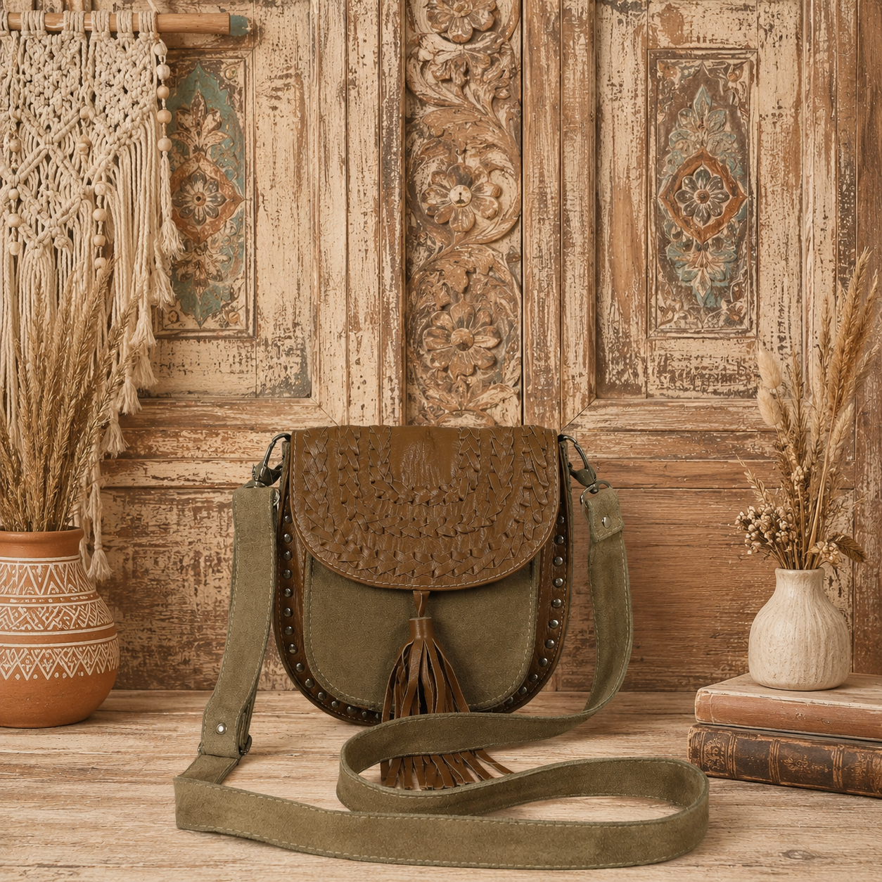 Leather Crossbody Bag With Fringes