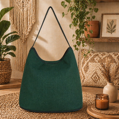 Large Hobo Bag with Suede Leather Strap