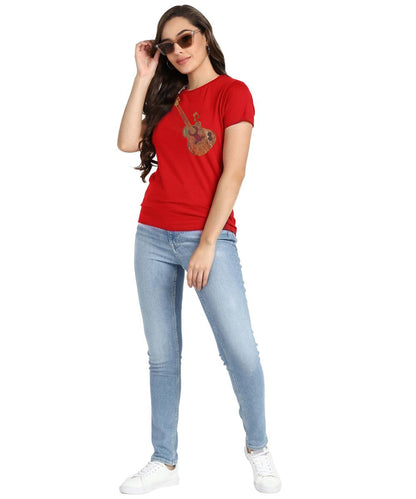 Women Sequins Motifs Embellished Cotton T-shirt